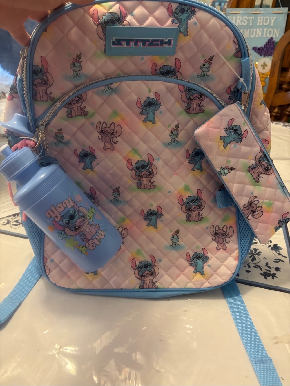 Kids Backpack with Water Bottle - Pink & Blue NWT Regular size